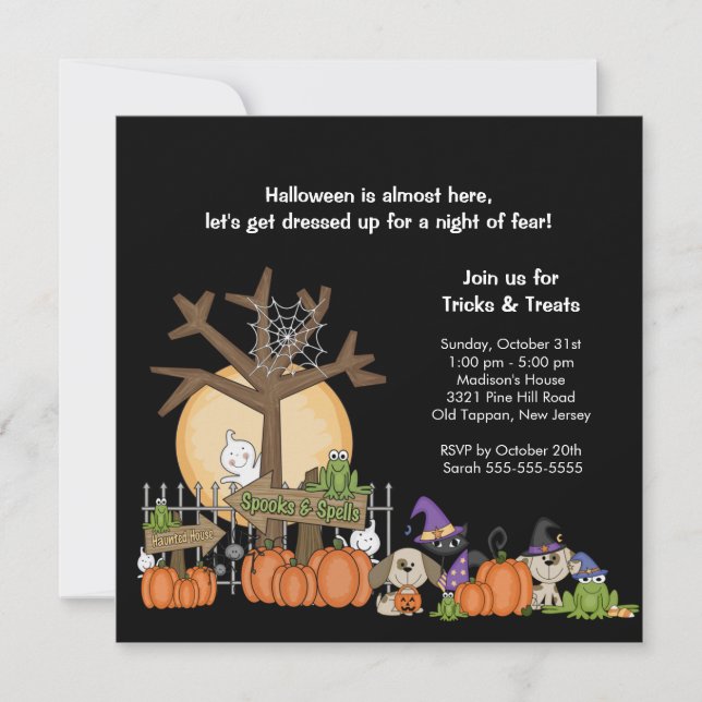Invitación FANTASMAGÓRICA del fiesta de Halloween (Anverso)