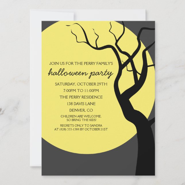 Invitación fantasmagórica del fiesta de Halloween (Anverso)