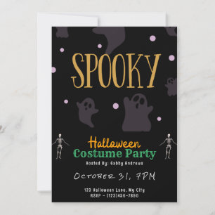 Invitación Fantasmas adorables fantasmas negro Halloween