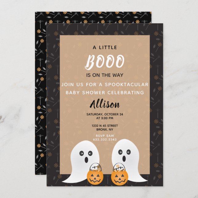 Invitación Fantasmas Baby Shower de Little Boo Spooktacular (Anverso / Reverso)