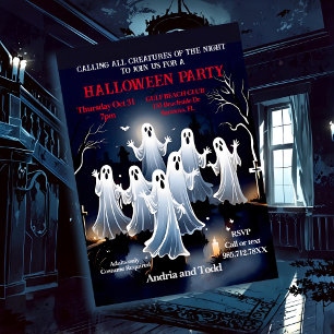 Invitación Fantasmas blancas fantasmagóricas en la fiesta de