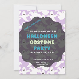 Invitación Fantasmas blancos en Halloween morado suave