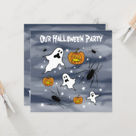 Invitación Fantasmas, calabazas y araña de Halloween personal