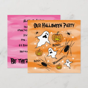 Invitación Fantasmas, calabazas y araña de Halloween personal