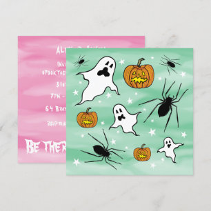 Invitación Fantasmas, calabazas y araña de Halloween personal