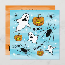Invitación Fantasmas, calabazas y araña de Halloween personal