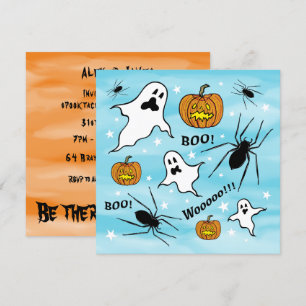 Invitación Fantasmas, calabazas y araña de Halloween personal