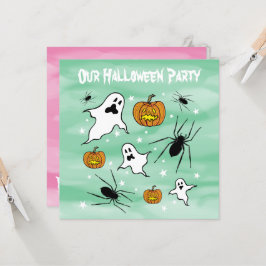 Invitación Fantasmas, calabazas y araña de Halloween personal