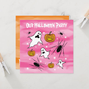 Invitación Fantasmas, calabazas y araña de Halloween personal