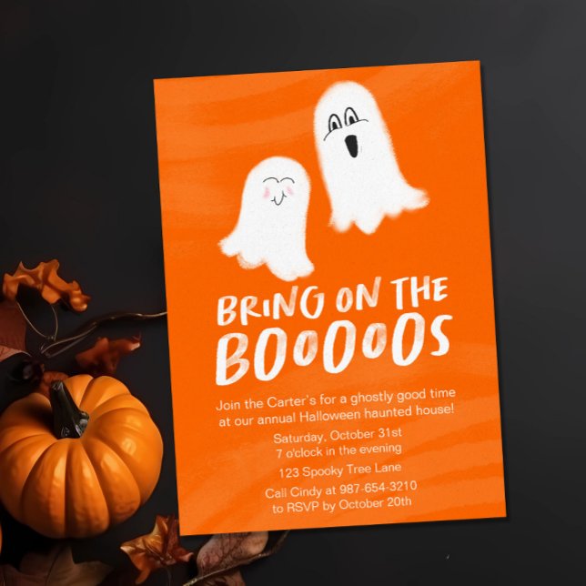 Invitación Fantasmas cortos "Traigan los abucheos" Halloween (Subido por el creador)