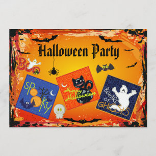 Invitación Fantasmas de bordado invitan a fiesta de Halloween