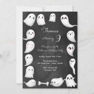 Invitación fantasmas de Halloween espantosos fiesta de cumple