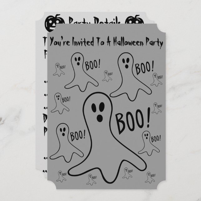 Invitación fantasmas divertidos gritando boo fiesta de hallow (Anverso / Reverso)