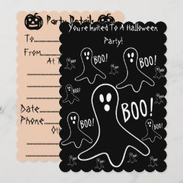 Invitación fantasmas divertidos gritando boo fiesta de hallow