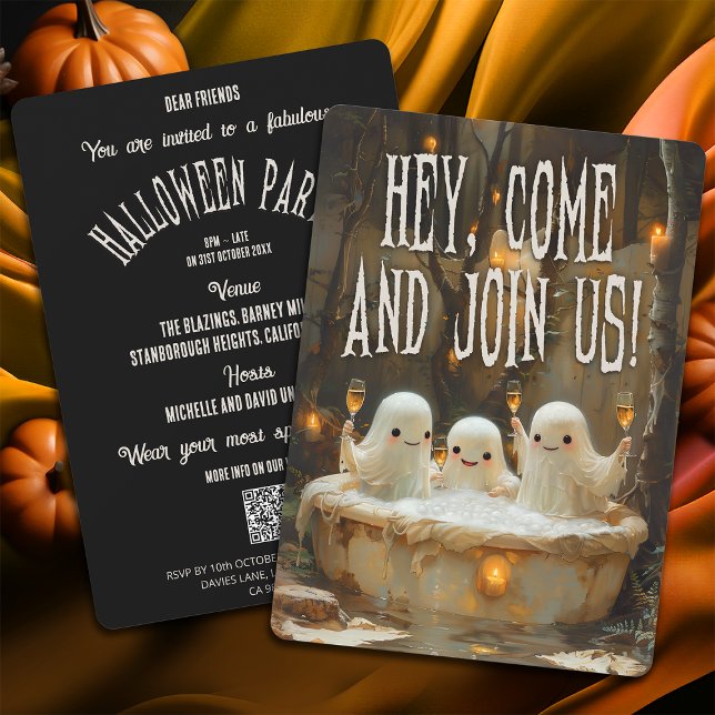 Invitación Fantasmas en un jacuzzi Halloween Adulto divertido (Subido por el creador)