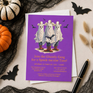 Invitación Fantasmas Espeluznantes de Vaquero Halloween Occid