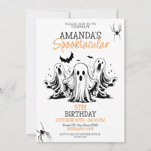 Invitación Fantasmas espeluznantes en blanco y negro