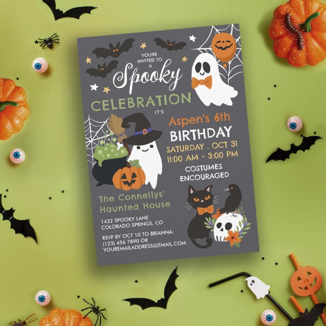 Invitación Fantasmas Festejos Celebración Niños Halloween Cum (Subido por el creador)
