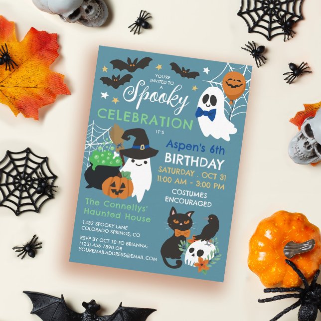Invitación Fantasmas Festejos Festejando Halloween Cumpleaños (Subido por el creador)