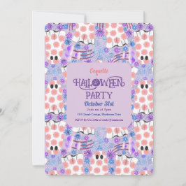 Invitación Fantasmas florales de Pastel Halloween