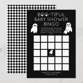 Invitación Fantasmas Halloween Boro Bingo de Baby Shower