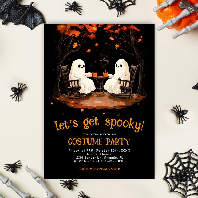 Invitación Fantasmas Octubre Famoso Fiesta Halloween (Ghosts October Spooky Halloween Party Invitation)