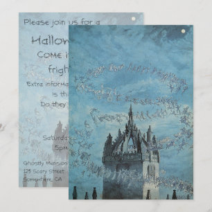 Invitación Fantasmas volando alrededor de la torre de la igle