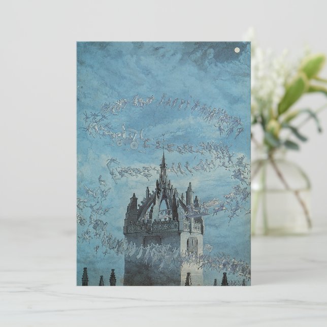 Invitación Fantasmas volando alrededor de la torre de la igle (Anverso de pie)