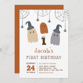 Invitación Fantasmas y arañas cuestas primer cumpleaños