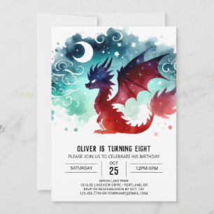 Invitación Fantastica celebración del cumpleaños del dragón a