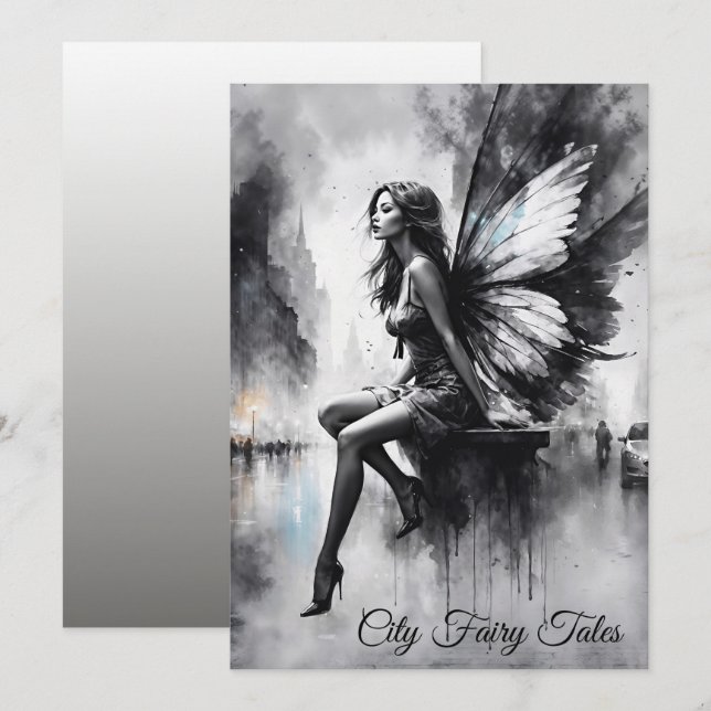 Invitación Fantástica fantasía las lluviosas calles nocturnas (Anverso / Reverso)