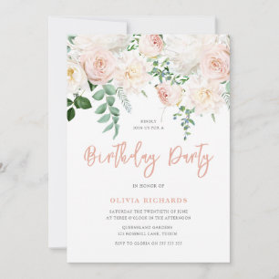 Invitación Fantástica fiesta de cumpleaños de Rubor Floral Al
