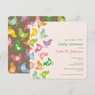 Invitación Fantástico Arcoíris Retro de Pollitos Dulce Baby S