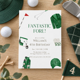 Invitación Fantástico Fore Preppy Golf Cumpleaños Infantil
