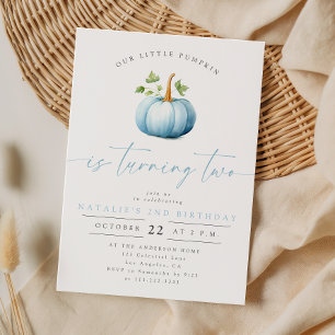Invitación Fantástico Niño Calabacita Otoño Cumpleaños 2