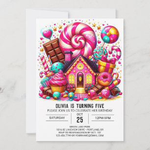 Invitación Fantasy Adorable Candyland Cumpleaños Digital