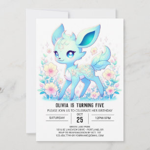 Invitación Fantasy Adorable Deer Digital Cumpleaños