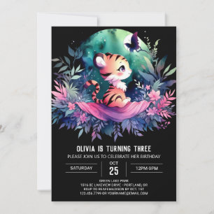 Invitación Fantasy Adorable Tigre Cumpleaños