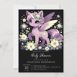 Invitación Fantasy Adorable Unicorn Baby Shower