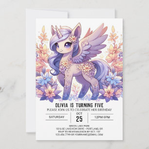 Invitación Fantasy Adorable Unicorn Digital Birday