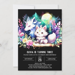 Invitación Fantasy Adorable Wolf Birthday