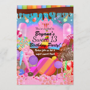 Invitación Fantasy Candyland Fiesta panecillos