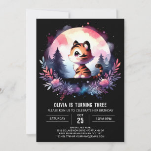 Invitación Fantasy cumpleaños del tigre Minimalista