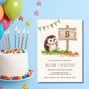 Invitación Fantasy Cute Happy Hedgehog Forest Birday