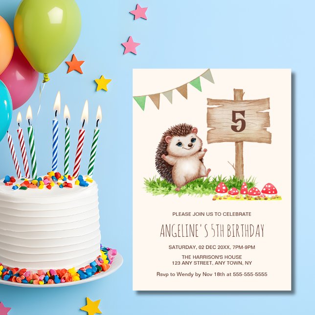 Invitación Fantasy Cute Happy Hedgehog Forest Birday (Subido por el creador)