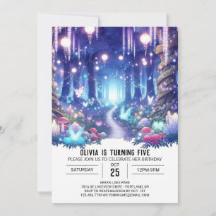 Invitación Fantasy Cute Woodland Cumpleaños Digital