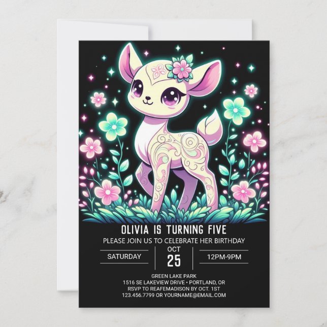 Invitación Fantasy Deer Digital Birday (Anverso)