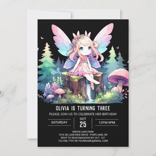 Invitación Fantasy Design Fairy Birday (Anverso)