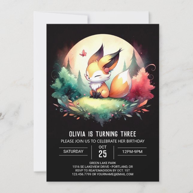 Invitación Fantasy Digital Fox Birday (Anverso)