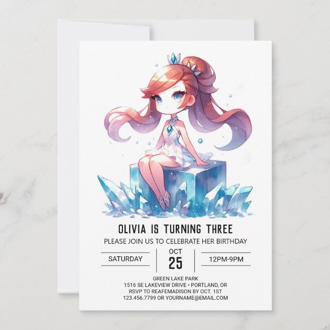 Invitación Fantasy Digital Princess Birthday (Anverso)